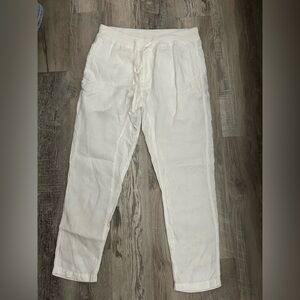 CP Shades Linen Drawstring Pants Womens Size 28 White Straight Leg